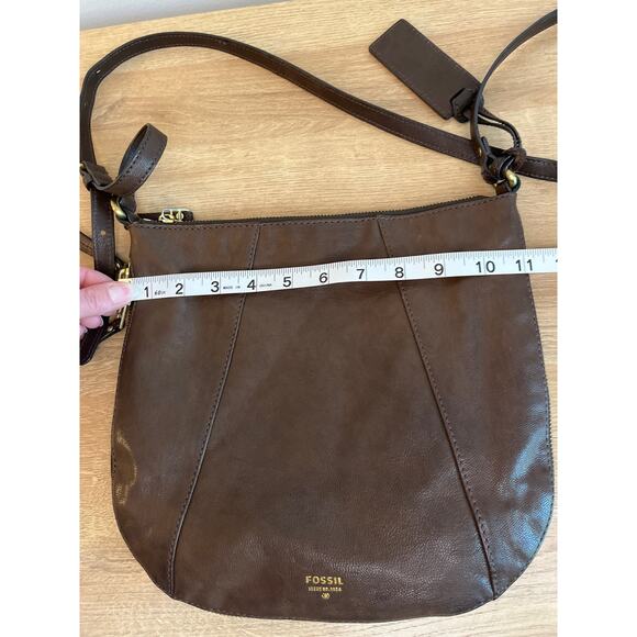 Fossil Leather and Suede Expandable Crossbody Purse Brown Adjustable Strap - Picture 6 of 9